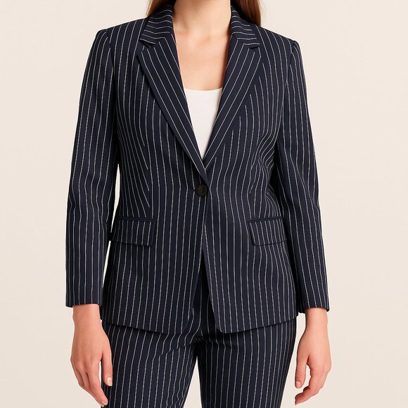 J.Crew Collection Italian Fabric Navy Pinstripe Suit Set Size 10 - Picture 1 of 12